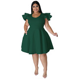 Wholesale Multi-Color Large Hem Ruffled Dress Dresses