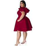 Wholesale Multi-Color Large Hem Ruffled Dress Dresses