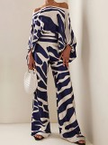 Slim Casual Style Long Sleeved Wide Leg Pants Two-Piece Set