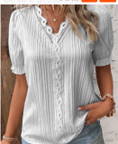 Fashion Hollowed Out Short Sleeved Women'S Shirt