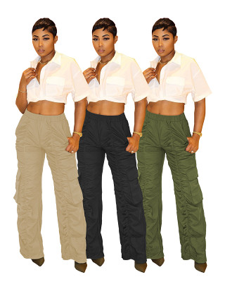 Cute Pleated Three-Dimensional Pocket Personalized Slim Cargo Pants