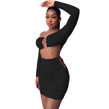Pins Sexy Solid Color Two Piece Short Skirt Set