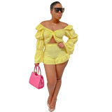 Sexy Women'S Top Candy Colored Shorts Two-Piece Set