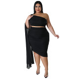 Women'S Large Long Train Sleeves Sexy Two Piece Skirt Set