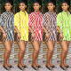 Women'S Stripe Print Set Loose Shirt Shorts Two Piece Set