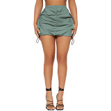 Solid Sports Style Pocket Work Suit Buttocks Short Skirt