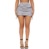 Solid Sports Style Pocket Work Suit Buttocks Short Skirt