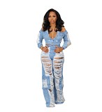 New Women'S Fashion Casual Perforated Jeans