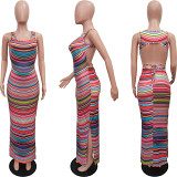 New Sleeveless Colorful Printed Split Dress