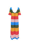 Hot Selling Ice Cream Color Flared Sleeve Printed Dress