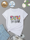 3062075 Women'S Pure Cotton T-Shirt Animal Letter Printing Short Sleeve Top