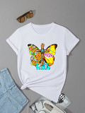 3062074 Women'S Pure Cotton T-Shirt Animal Letter Printing Short Sleeve Top