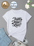 3062081 Women'S Pure Cotton T-Shirt Animal Letter Printing Short Sleeve Top