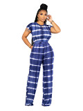 Women'S Round Neck Printed Short-Sleeved Trousers Two-Piece Set