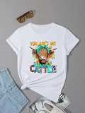 3062085 Women'S Pure Cotton T-Shirt Animal Letter Printing Short Sleeve Top