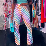 Multicolored Plaid Bootcut Trousers