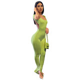 Club Attire Sexy Solid Color Open Back Jumpsuit