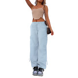 Relaxed Straight Tube Elastic Workwear Casual Pants