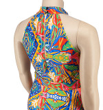 Large Sized Women'S Clothing Printed Sleeveless Jumpsuit