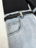 Niche Personalized High Waist Stitching All-Match Straight Trousers