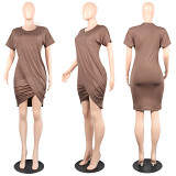 Round Neck Short Sleeved Irregular Club Dress
