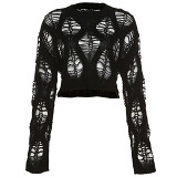 Women'S New Round Neck Long Sleeve Loose Slim Knitted Versatile Sweater