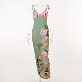 Holiday Leisure Slim Fit Printed Strap Dress for Women