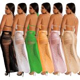 Women'S Casual Sexy Tassel Bra Beach Skirt Set
