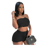 Women'S Casual Knitted Bra Shorts Two-Piece Set