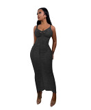 Women'S Casual Knitted Hollow Out Strap Beach Dress