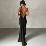 Sexy Backless Hanging Neck Slim Fit Evening Dress Girl