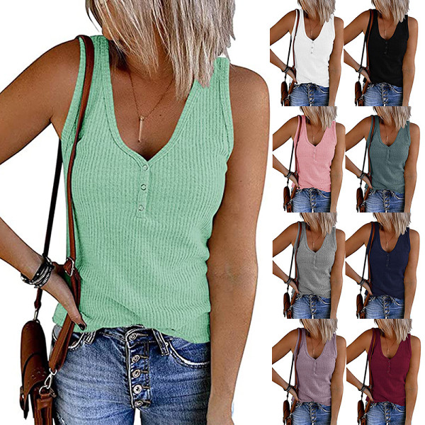Women'S Knitted Vest Solid V-Neck Sleeveless Top