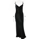 Hanging Strap Leaky Back Sexy Nightclub Style Evening Dress