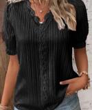 Fashion Hollowed Out Short Sleeved Women'S Shirt
