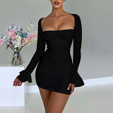 Sexy Spicy Girl Long Sleeve Wrapped Hip Dress