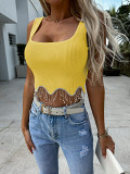 Sexy All-Match Diamond-Encrusted Tassel Knitted Vest Ladies Top