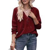 Casual Loose Solid Hoodie Sweater For Women