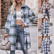 Autumn And Winter New Flannel Plaid Shirt Long Coat