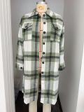 Autumn And Winter New Flannel Plaid Shirt Long Coat