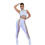 Mesh Sleeveless Top And Pants Set For Women