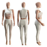 Mesh Sleeveless Top And Pants Set For Women