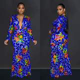 Vintage Printed High Elasticity Tight Fitting Long Dress