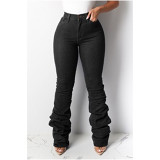 Women'S Jeans Washed Slim Fit Pleated Trouser Pants