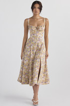 Polyester Printed Sleeveless Suspender Dress