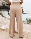 Women'S Cotton Linen Wide Leg Pants Casual Elastic Pants
