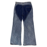 Women Fried Dough Twists Love Jeans With Metal Buttons