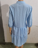 Half Sleeved Women'S Plaid Standing Collar Shirt Style Dress