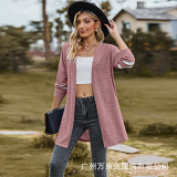 Patchwork Contrast Knit Long Sleeved Sweater Cardigan