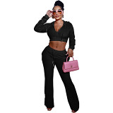 High-End Velvet Fashion Casual Sports Ladies Two-Piece Suit