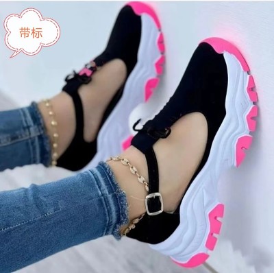 Thick Soled Color Band Hollowed Out Sandals For Women